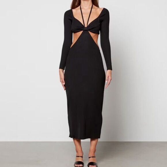 Cult Gaia NEW Small Enzo Ribbed Maxi Dress Cutout Bodycon Minimalist Sexy Party - Picture 3 of 11